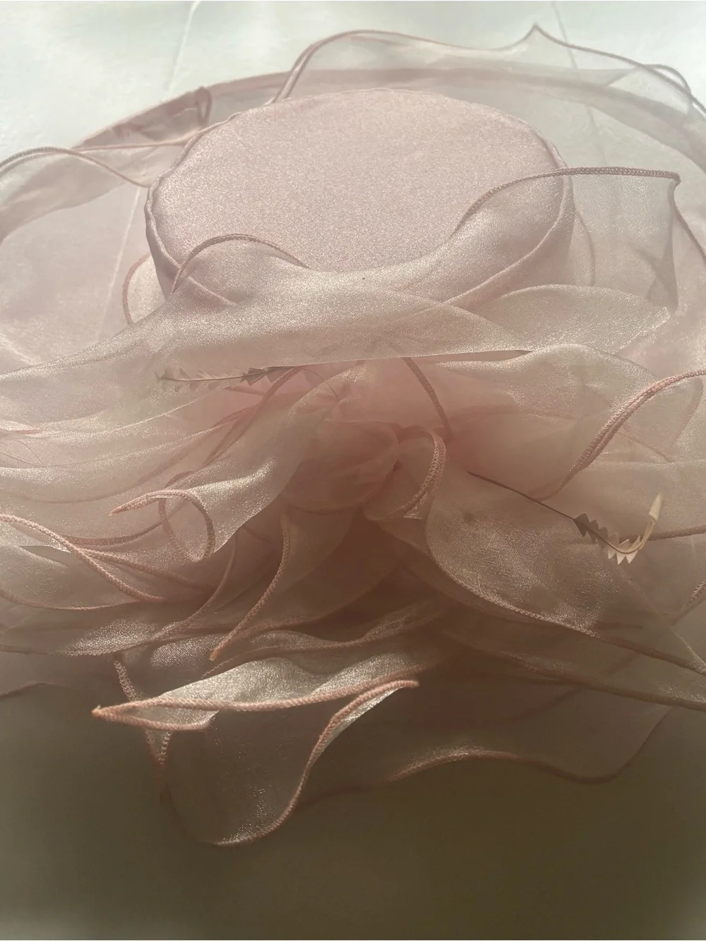 Chiffon Flower Fascinator Hat in Pink and Beige